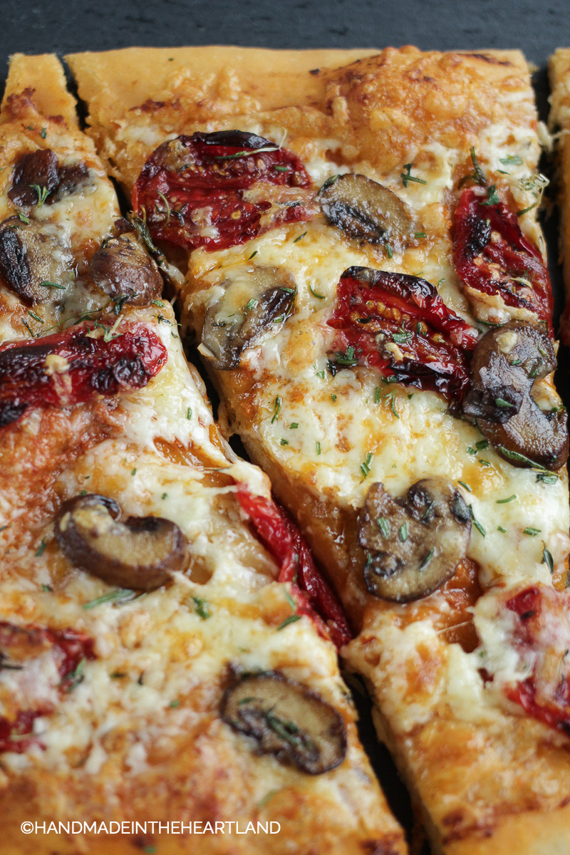 Mushroom Sun dried Tomato Pizza